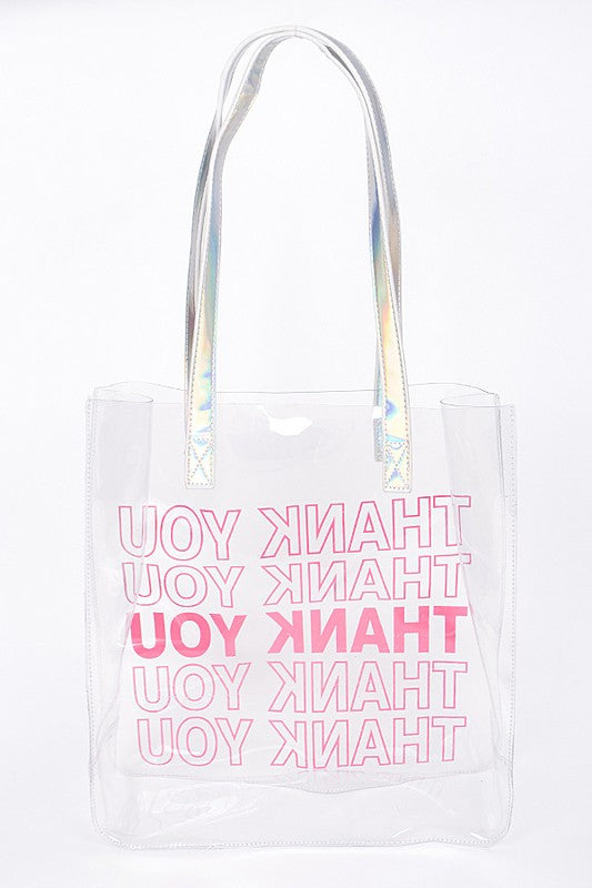 transparent thank you purse with clutch