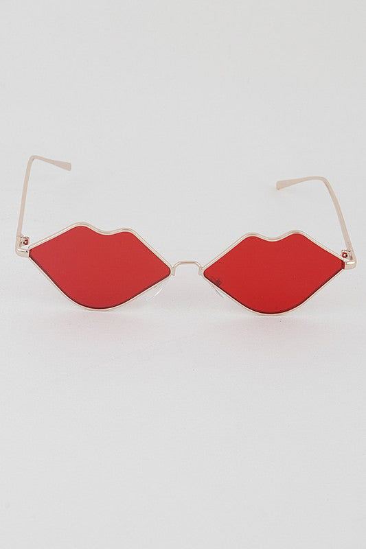Red Lips Sunglasses with Gold Frame