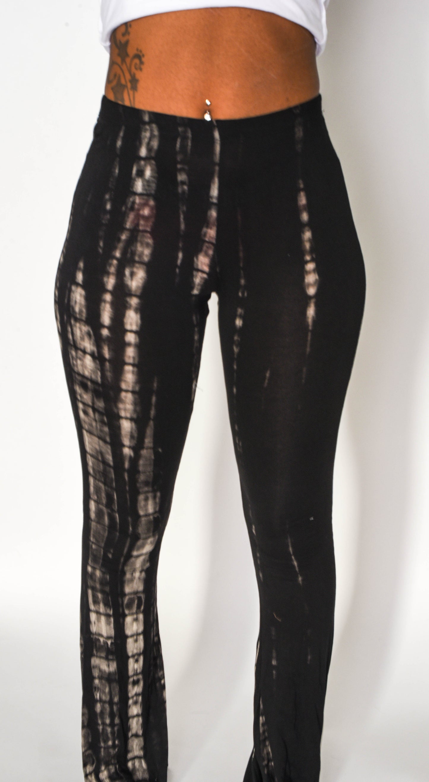 Black White Tie Die Palazzo Flare Pants