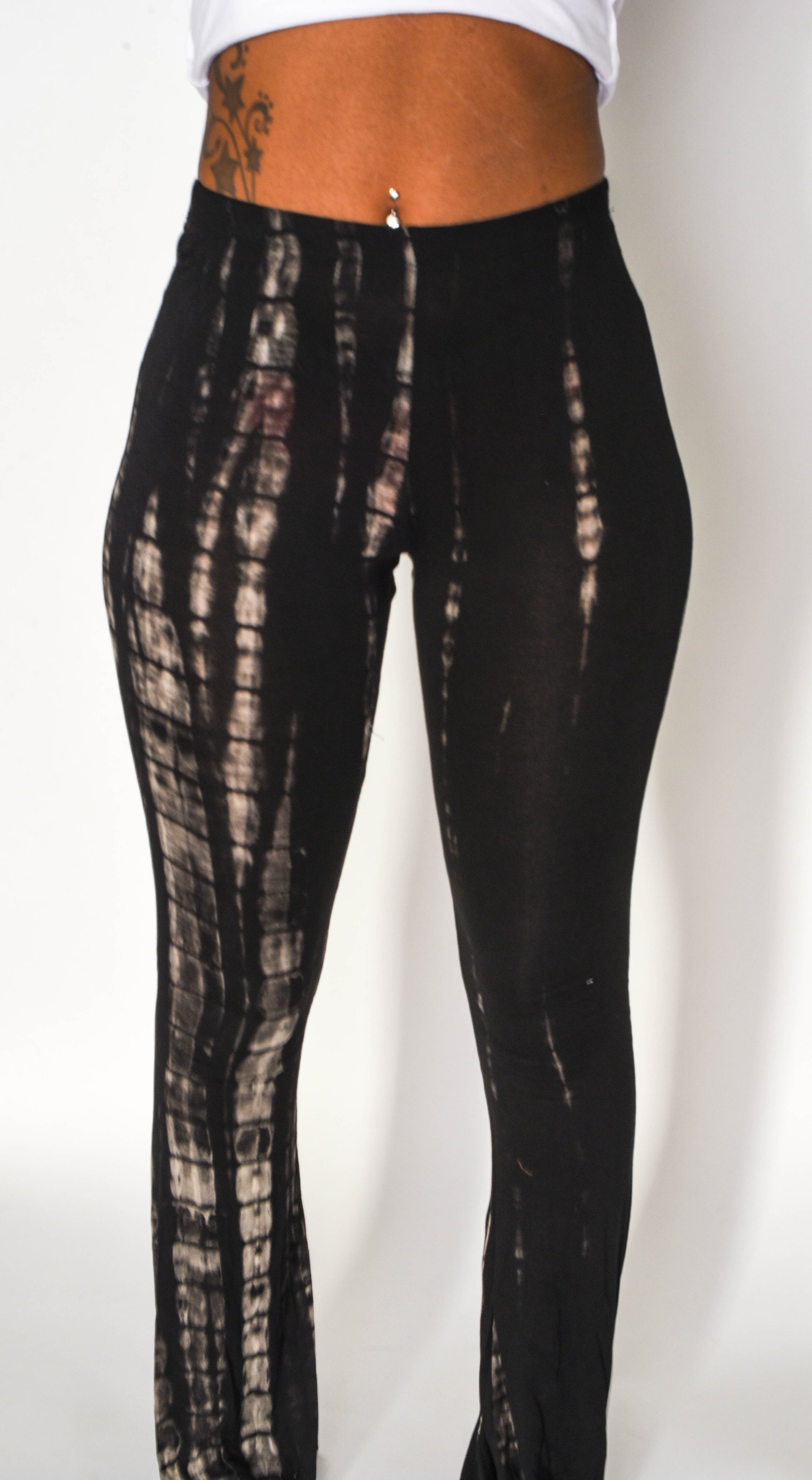 Black White Tie Die Palazzo Flare Pants