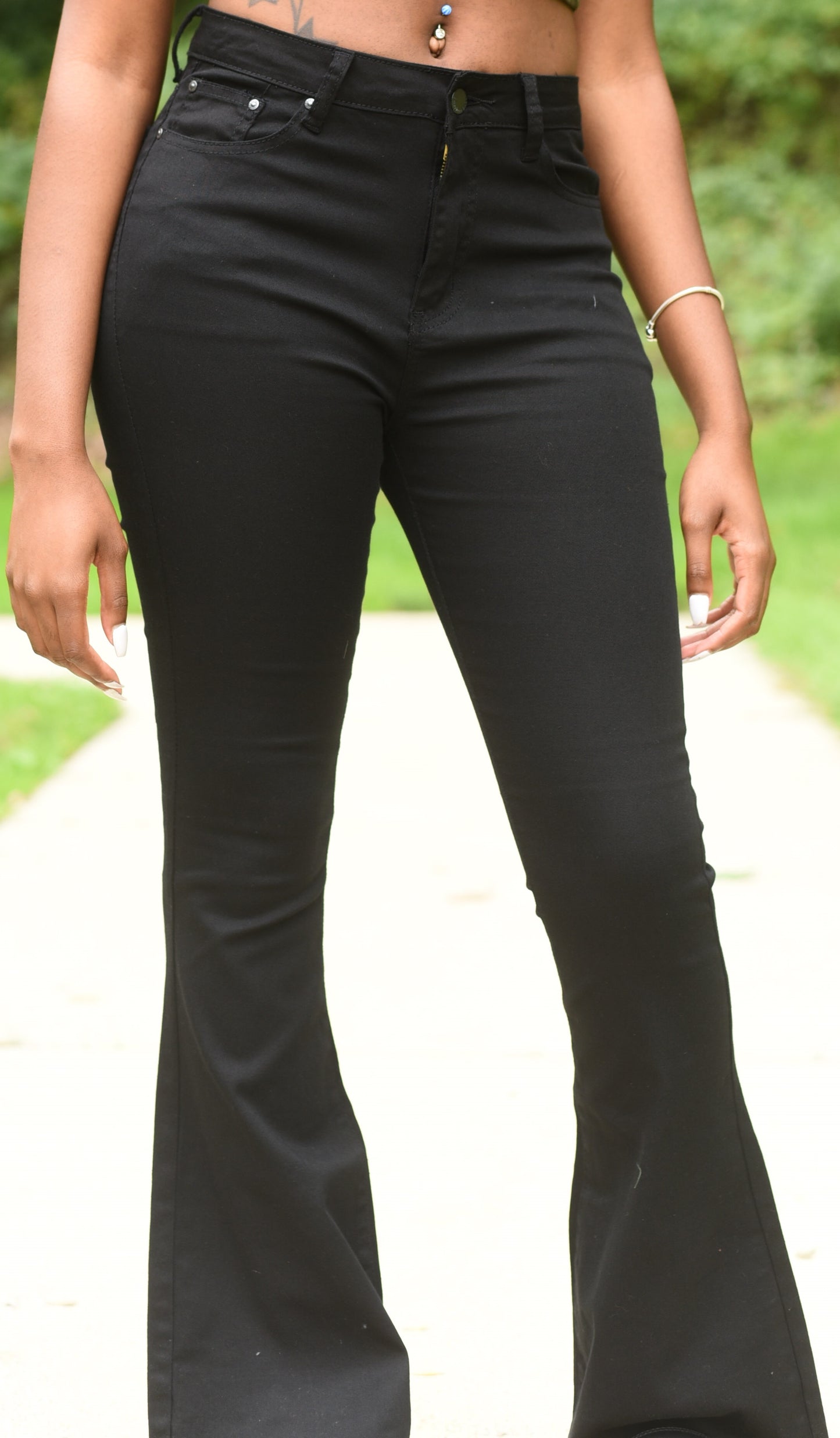 Black High Waist Bell Bottom Jean Pants