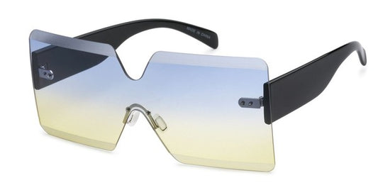 rimless square blue glasses