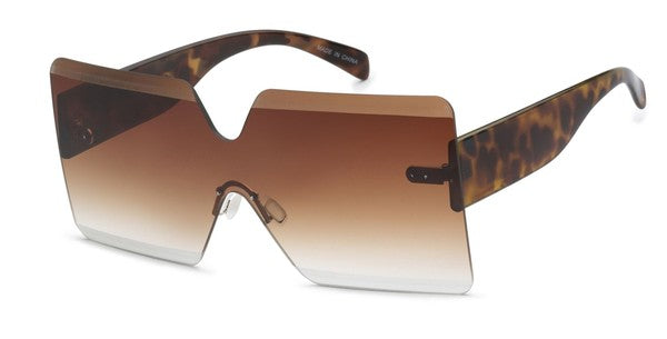 rimless square brown glasses