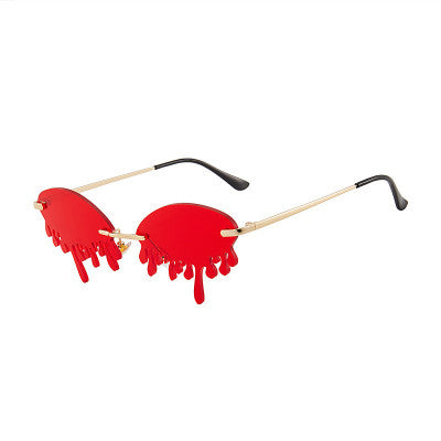 Red Vintage Shades Mirror Tears Drip Tear Drop Sunglasses