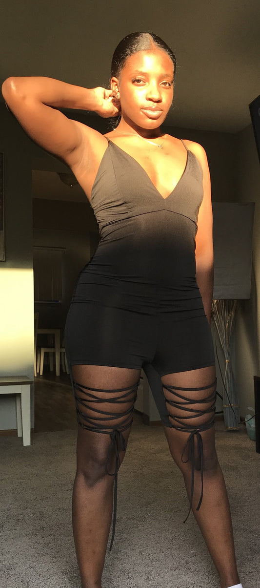 black seamless drawstring jumpsuit