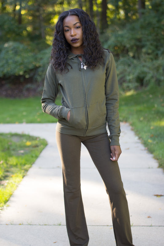 Olive Green Zip UP jogging Suit Set