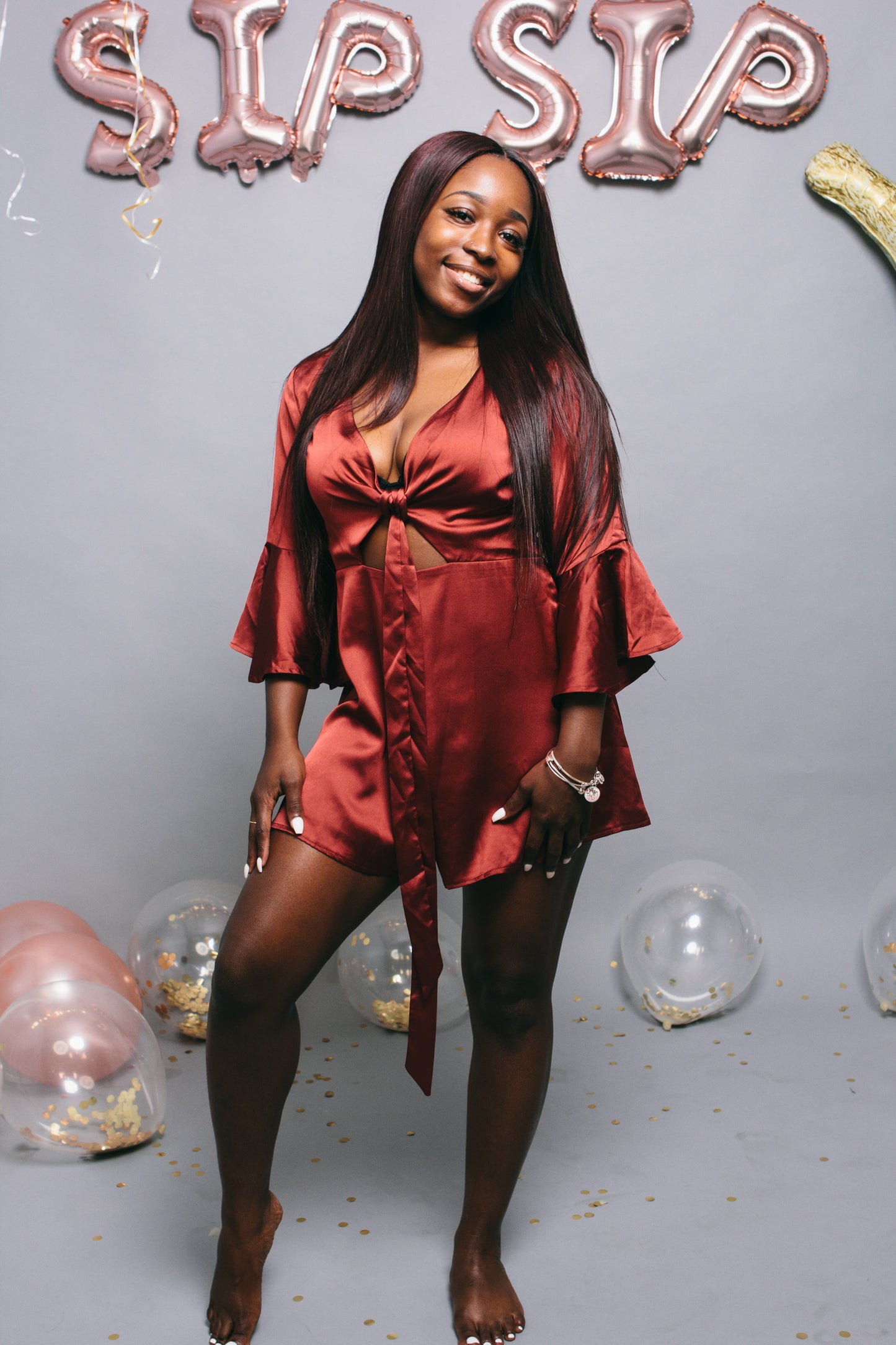 Luxx Lush Satin Robe in Red