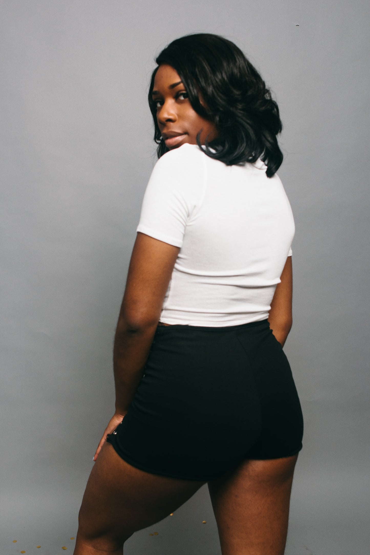 black stretchy biker shorts