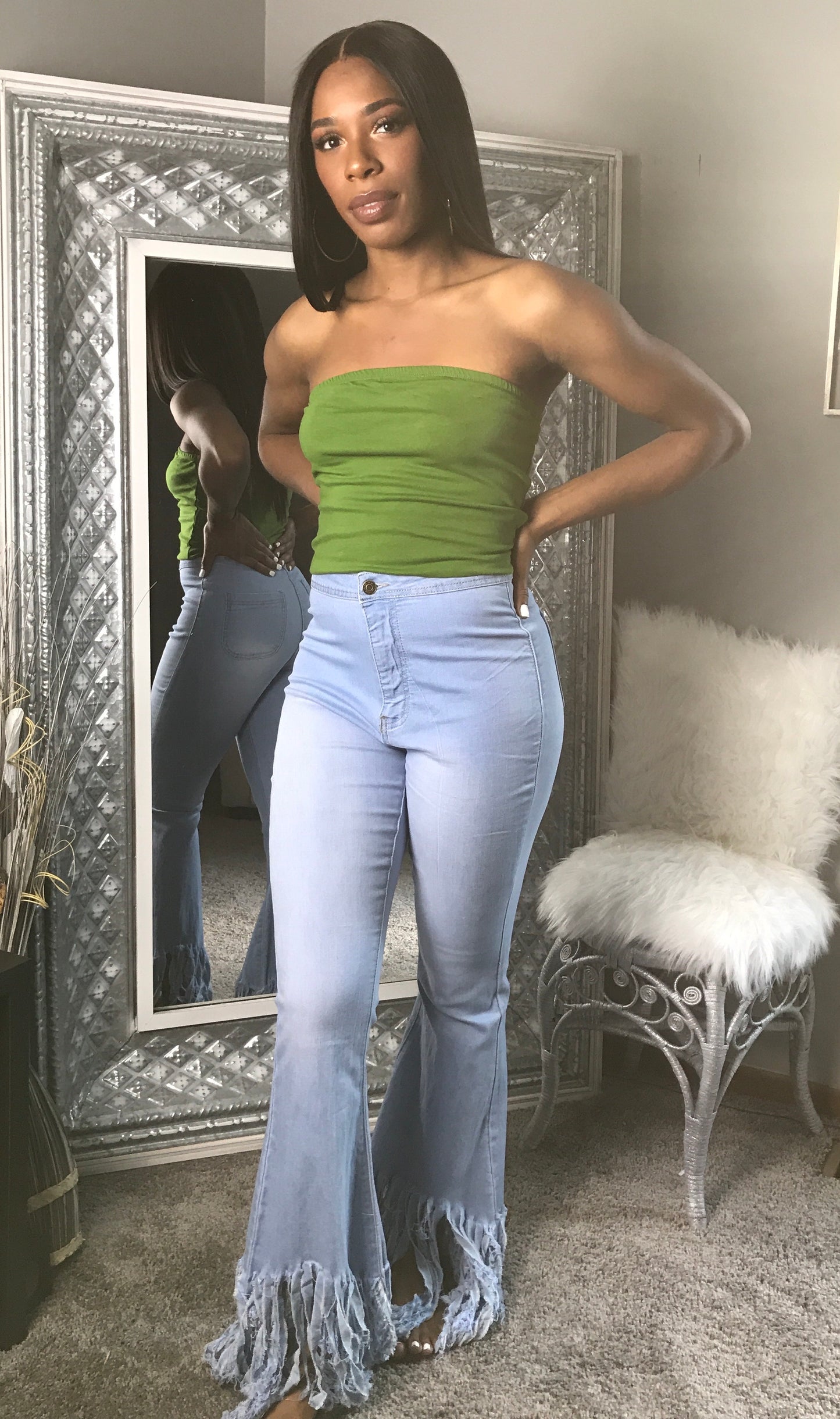 Green tank top tube shirt