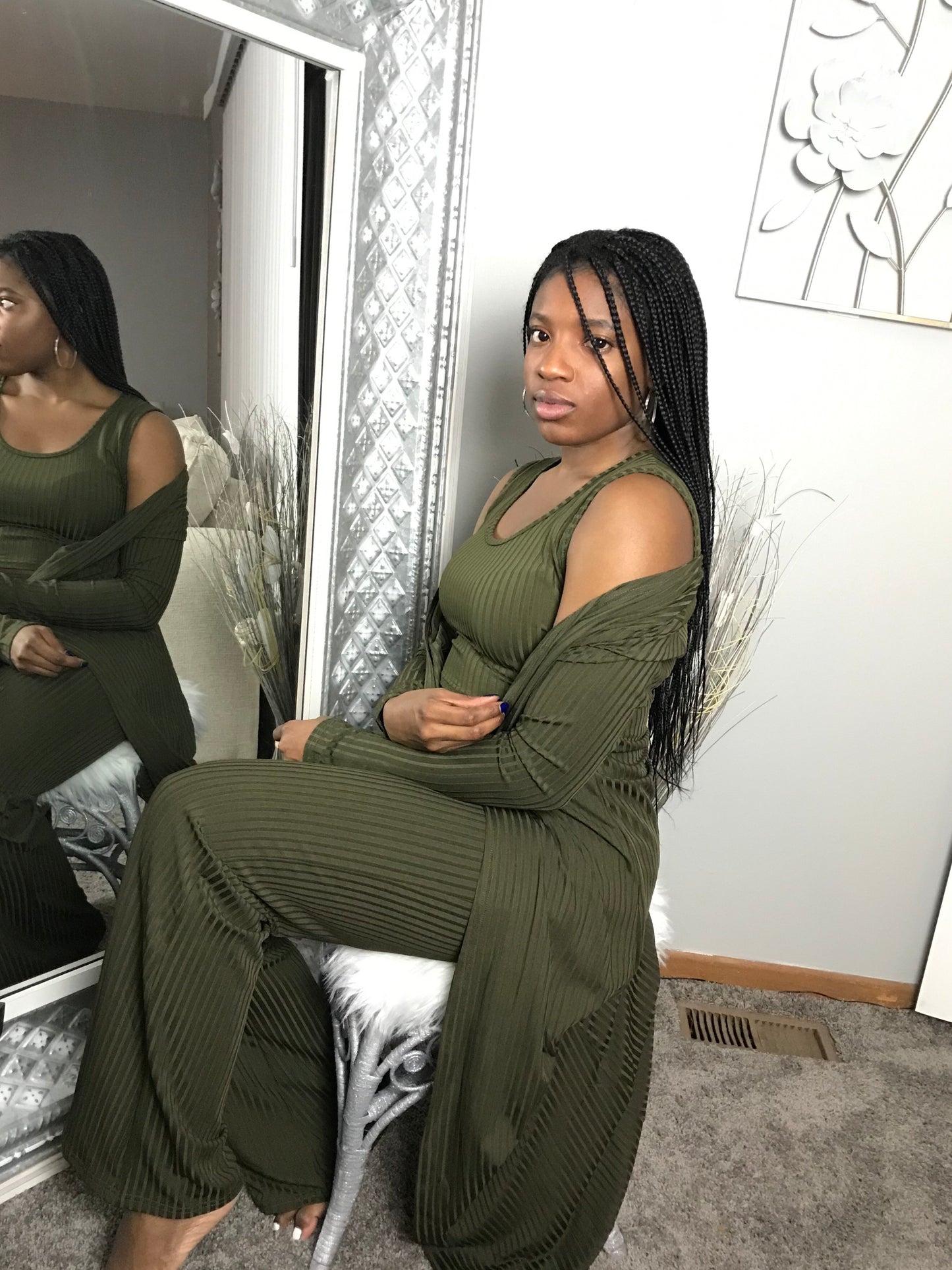 three piece green sexy jogging set