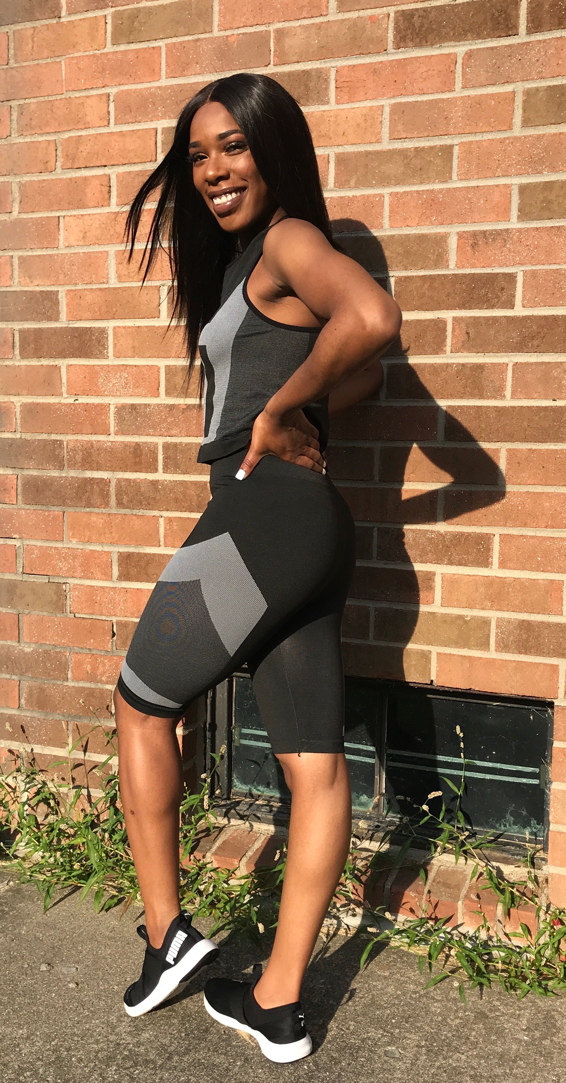 Black and gray biker short athletic wear