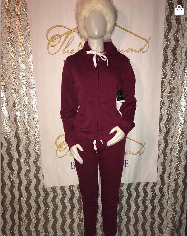 burgundy jogging suit for cheap