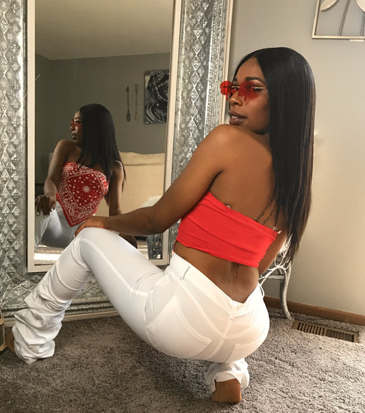 White heavy bottom pants