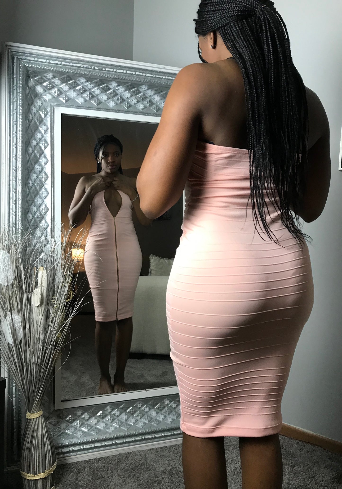 Pink Bandage Dress with Zipper
