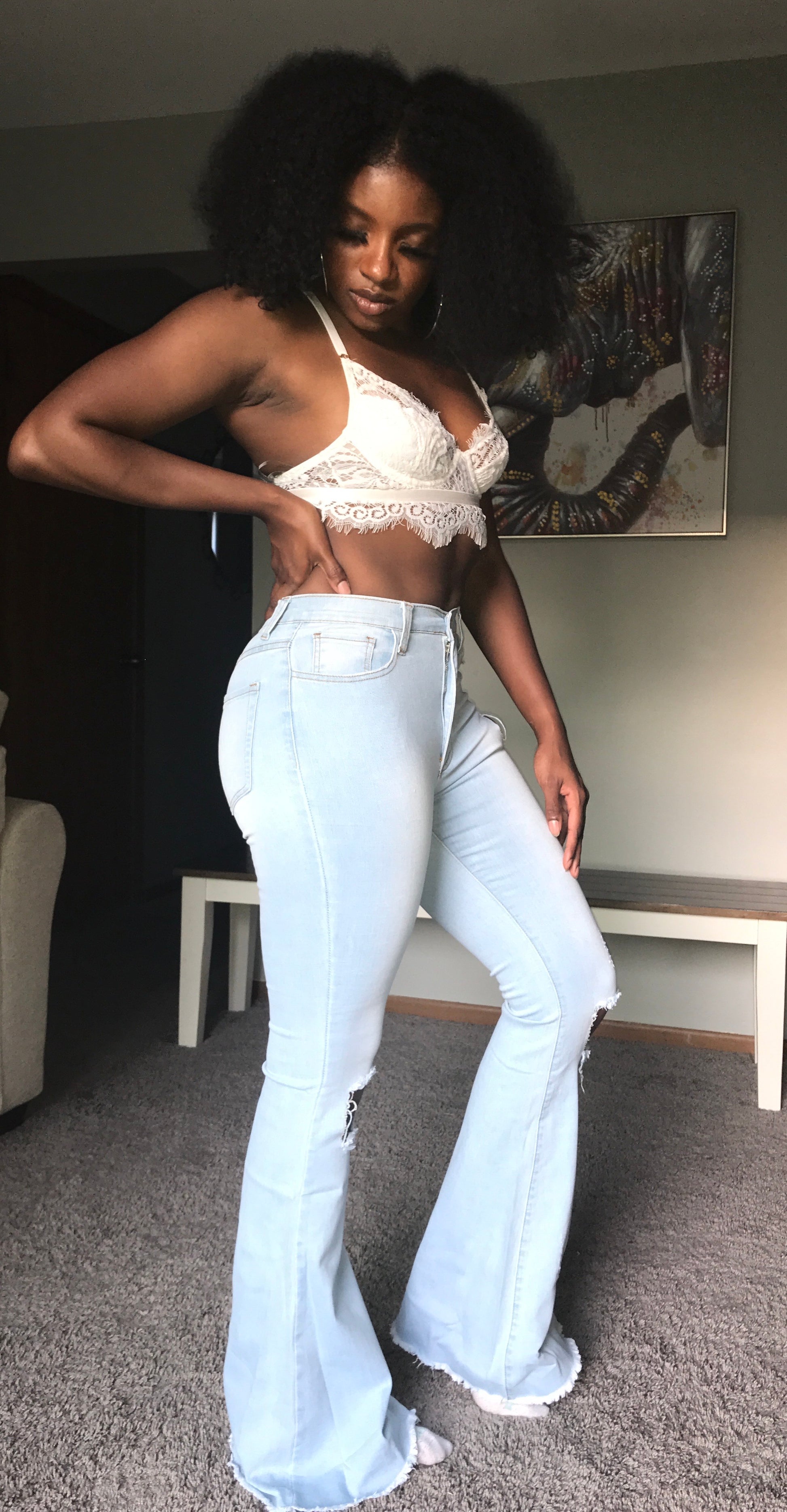 Bell Bottoms with Knee Cut Out