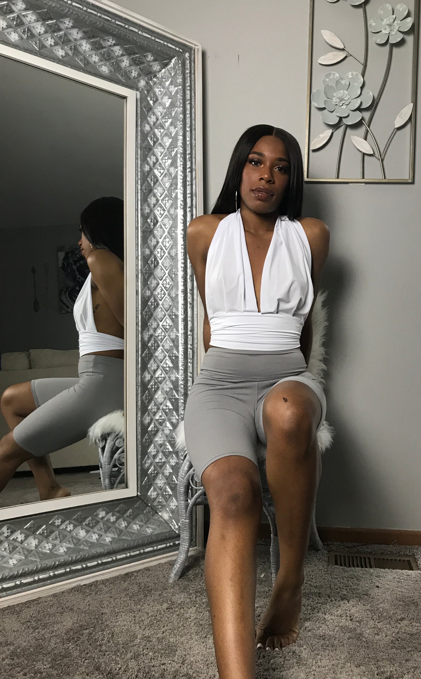 heather gray biker shorts for sale