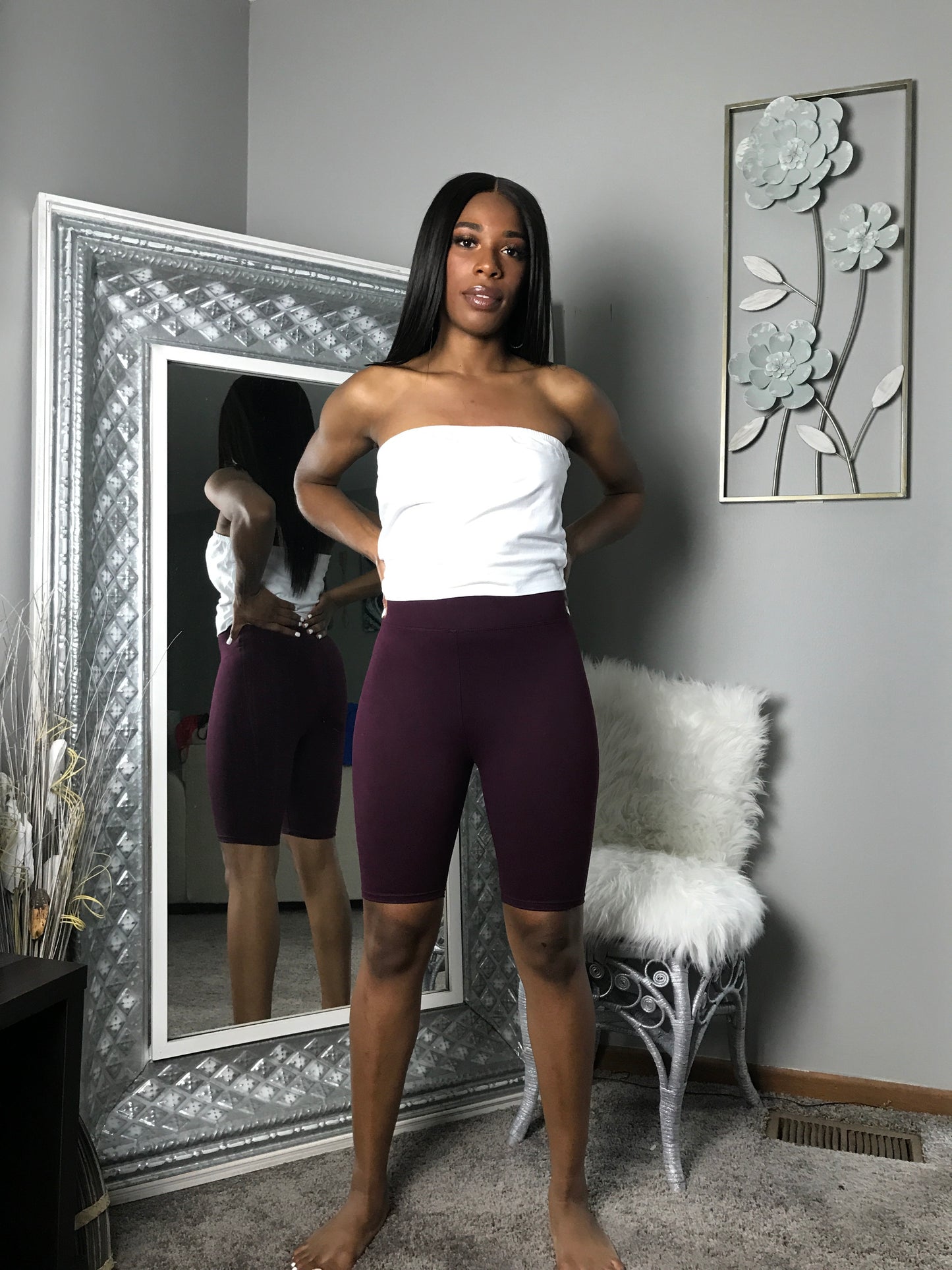 plum purple biker shorts