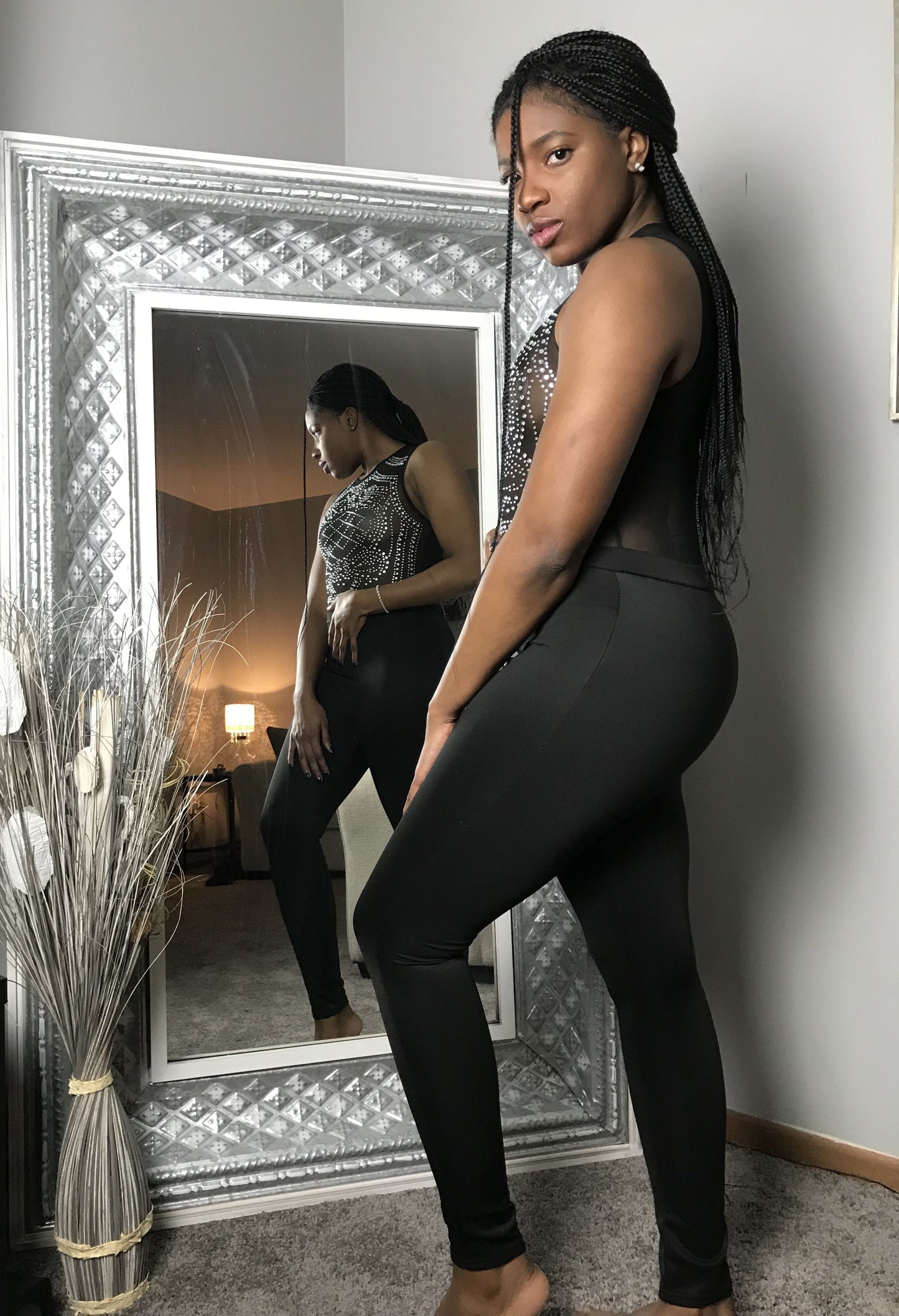 black bedazzled jumpsuit