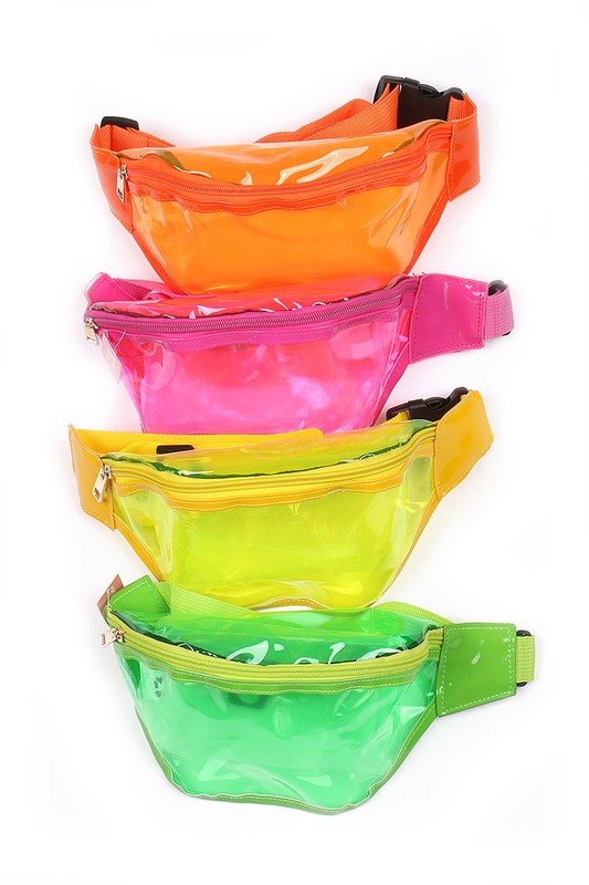clear neon colored fanny pack