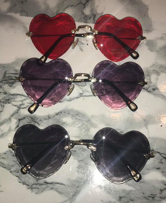 Fancy Gradient Rimless Women Red Heart Heart-Shaped Sunglasses 2020 With Metal Frames