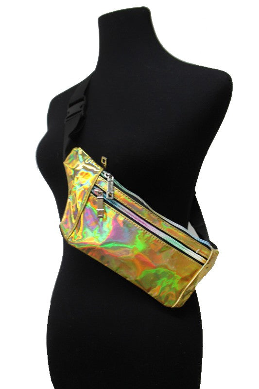 Holographic Fanny Pack with dual zippers