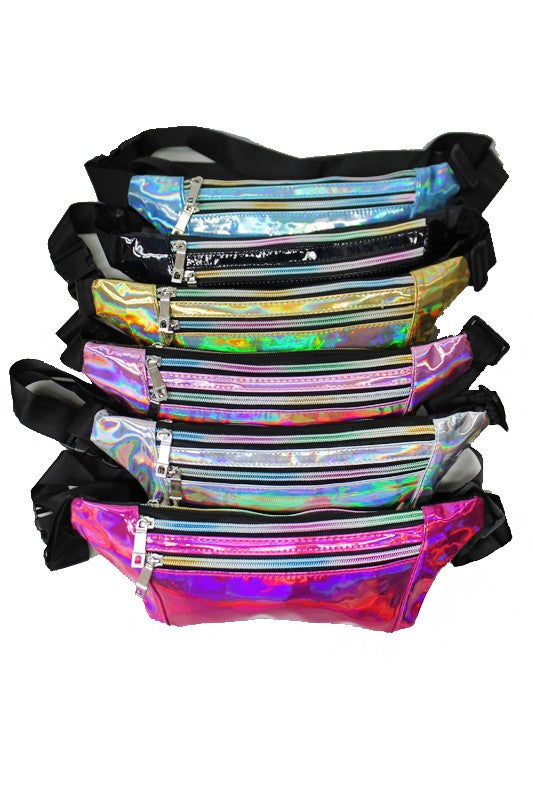 Multicolored Holographic Retro Fanny Pack