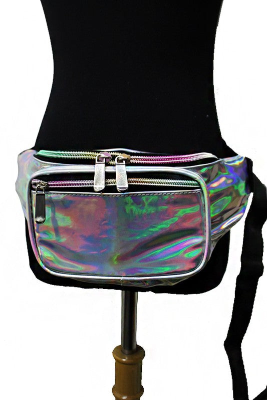 large silver fanny pack purse