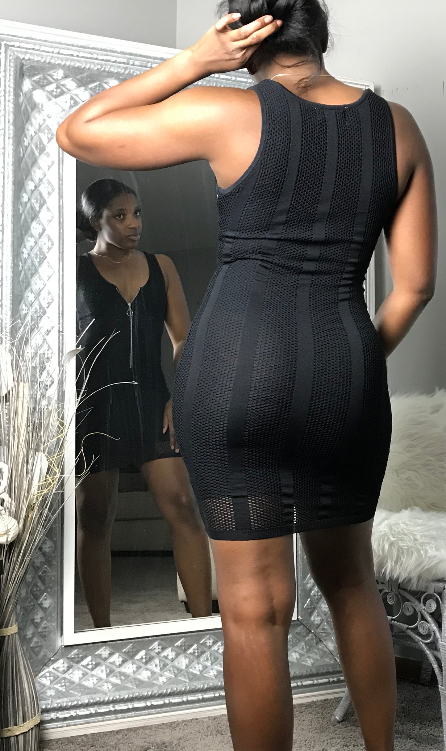 black see through dress with ziper