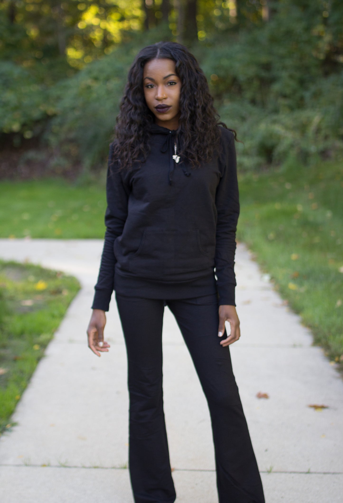 Black Pullover Jogging Suit Set