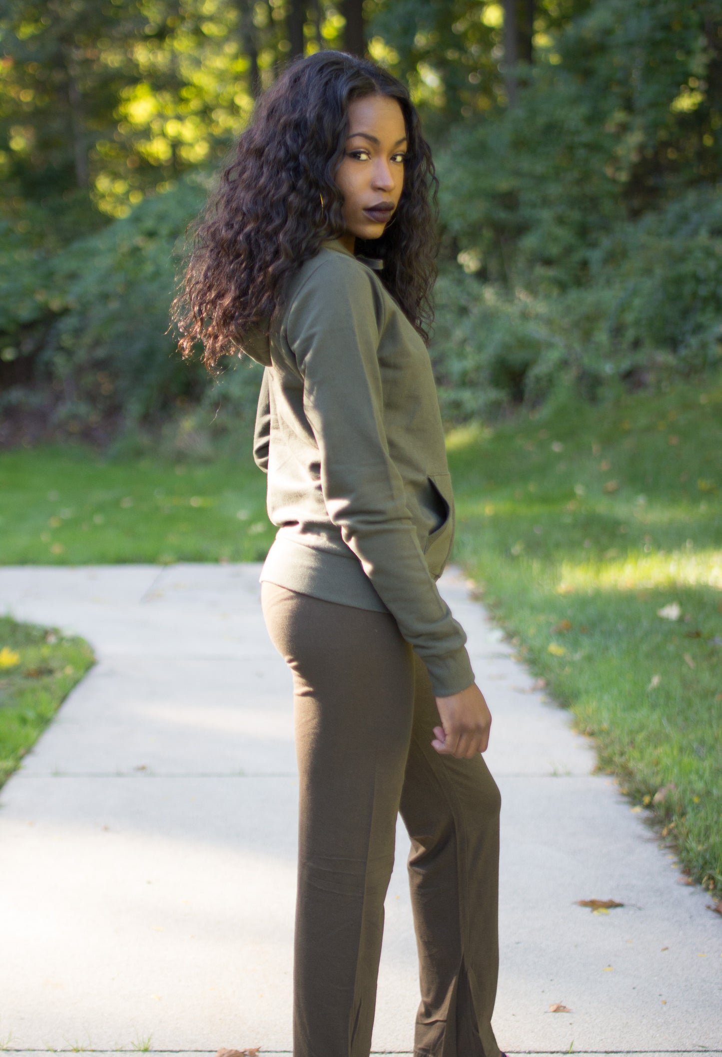 olive green top and bottom set