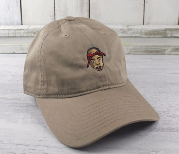 tan embroidered tupac hat