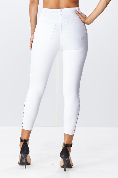 white Pants with Sides Cut out
