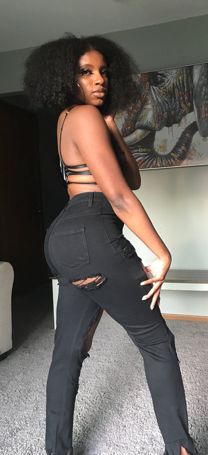 black jeans with booty cut out