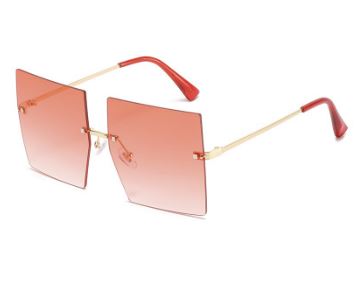 Hot Rimless Sunglasses Women Oversized Simple Graceful Plastic Lens UV400 Shades Sun Glasses